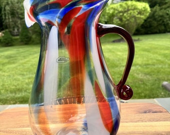 Limited Edition Blenko Confetti Art Glass Water Carafe Pitcher 11.5” USA W/Tag