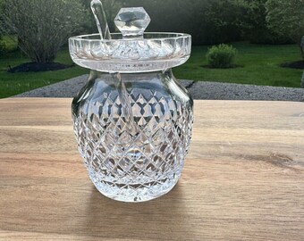 Waterford Cut Crystal Alana Honig Marmelade Einmachglas mit Deckel 4 3/4 Zoll Groß