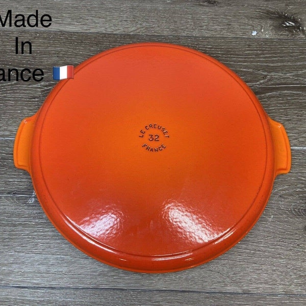Le Creuset Flame #32 Enameled Cast Iron 12.5" Round BISTRO Grill Pan ~ France