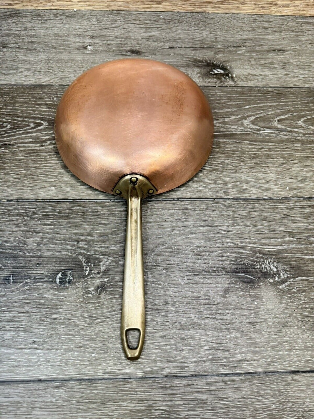 Vintage Copper Skillet 8 Heavy Brass Handle Stainless Steel Lined Etsy