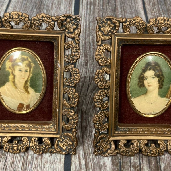 A Cameo Creation gold framed Lady Miss Conyngham & Duchess de Montessque 6x5”