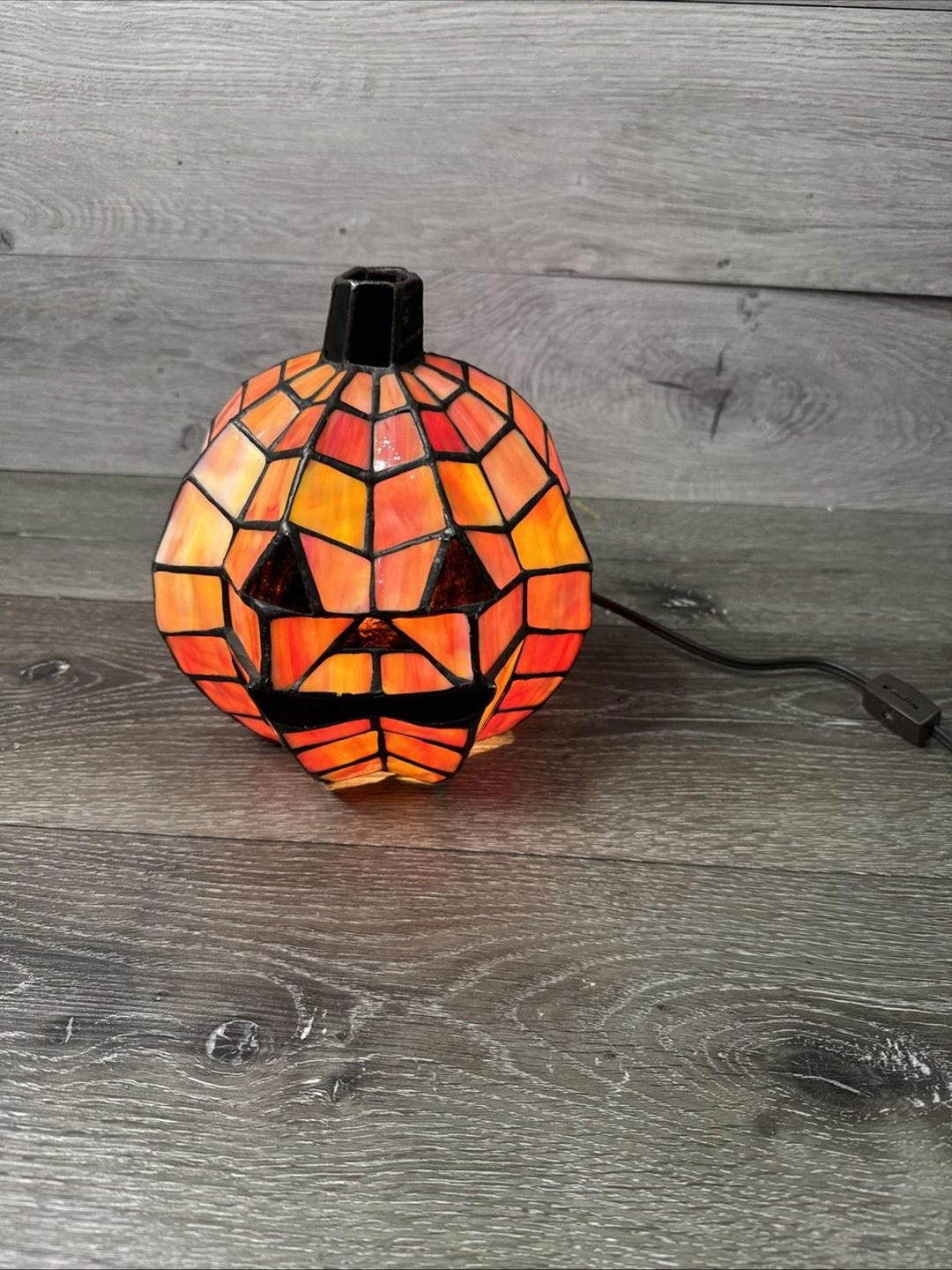 Stained Glass Halloween Jack O' Lantern Pumpkin Lamp Tiffany Style 8 ...
