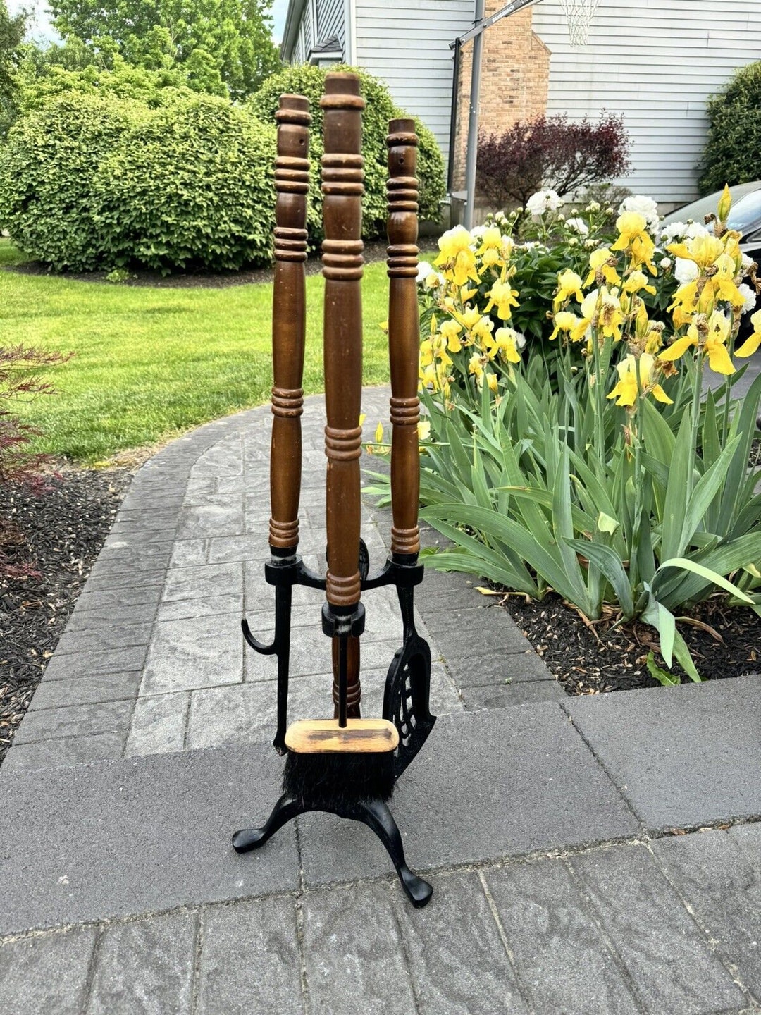 Seymour Style Fireplace Tool Set Iron Wood Heavy Long Handle Shovel ...