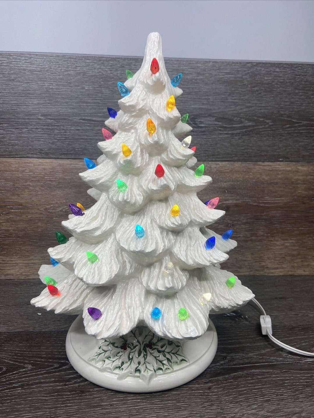 Vintage 1978 Ceramic Nowell Mold Lighted Christmas Tree White Etsy