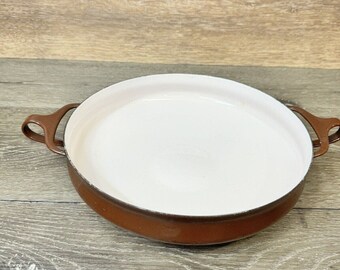 Vintage 10" MCM Große DANSK France Kobenstyle Emaille Paella Servierpfanne Braun