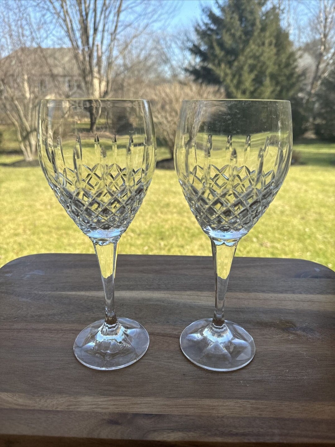 Mikasa Coventry Water Goblets 12 Oz Cut Crystal 9 Tall set of 2 Etsy