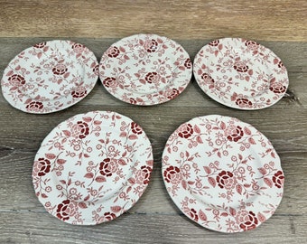 Royal Staffordshire Heirloom Ironstone J & G Meakin 7" Platos de postre ~ conjunto de 5