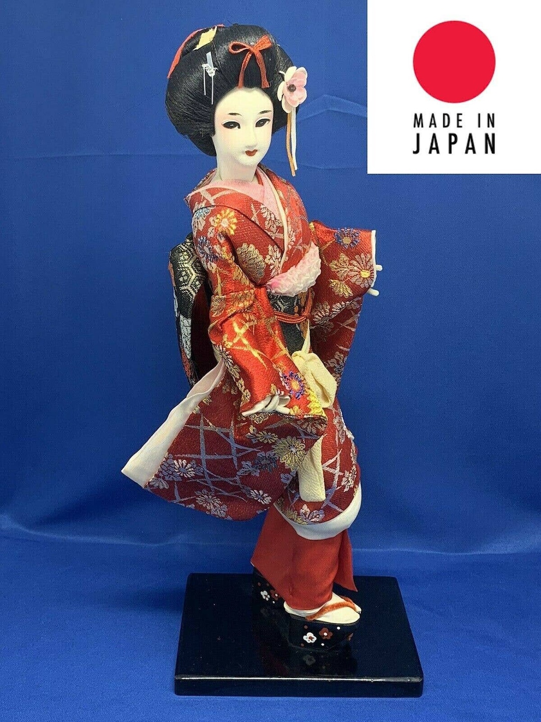 Vintage Japanese Fabric Doll Marked Nishi & Co Handmade 16 Inches Tall