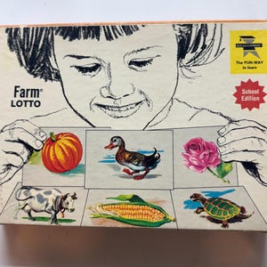 Vintage Farm Lotto – Edu-Cards School Edition Matching Game – Nostalgic Educational Toy (1950s–70s)