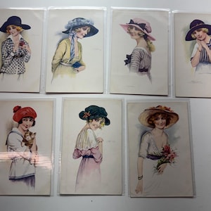 Conjunto de postales de moda eduardiana – Ilustraciones de Merritt, c. 1905-1915