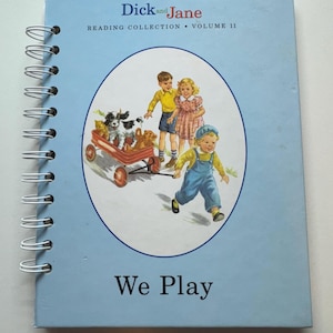 Cuaderno infantil vintage reutilizado "Dick and Jane We Play", 1984