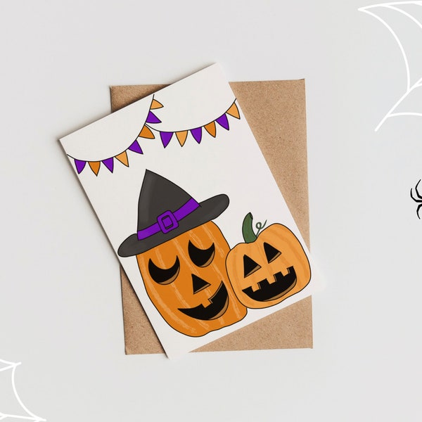 Pumpkin Halloween Card - Greeting Card - Instant Download