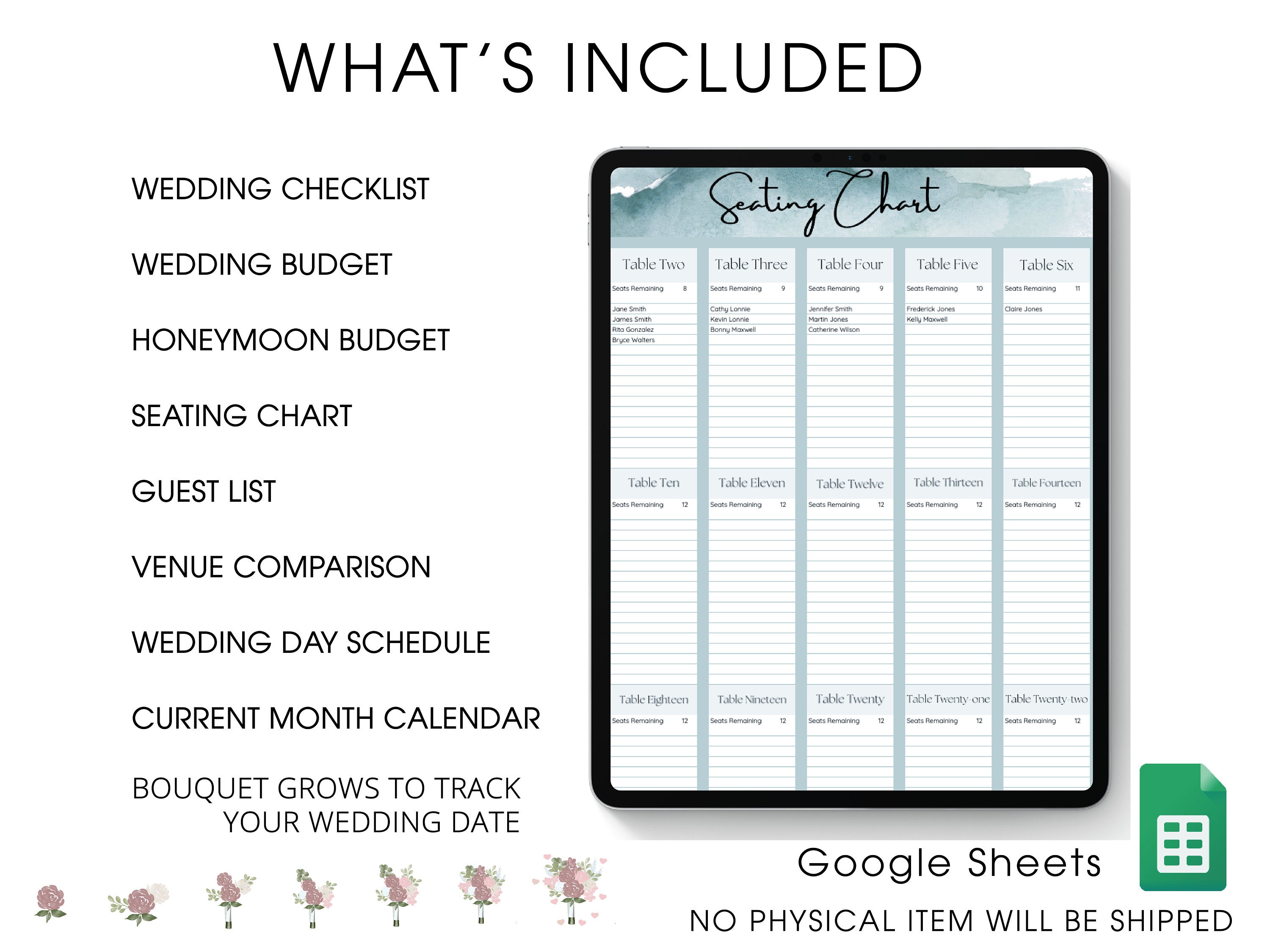 Wedding Planner Google Sheets Wedding Checklist Wedding Seating Chart ...