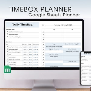 TimeBox Planner, daily planner, daily schedule, agile planner, time blocking planner, time block, day blocking, google sheets planner