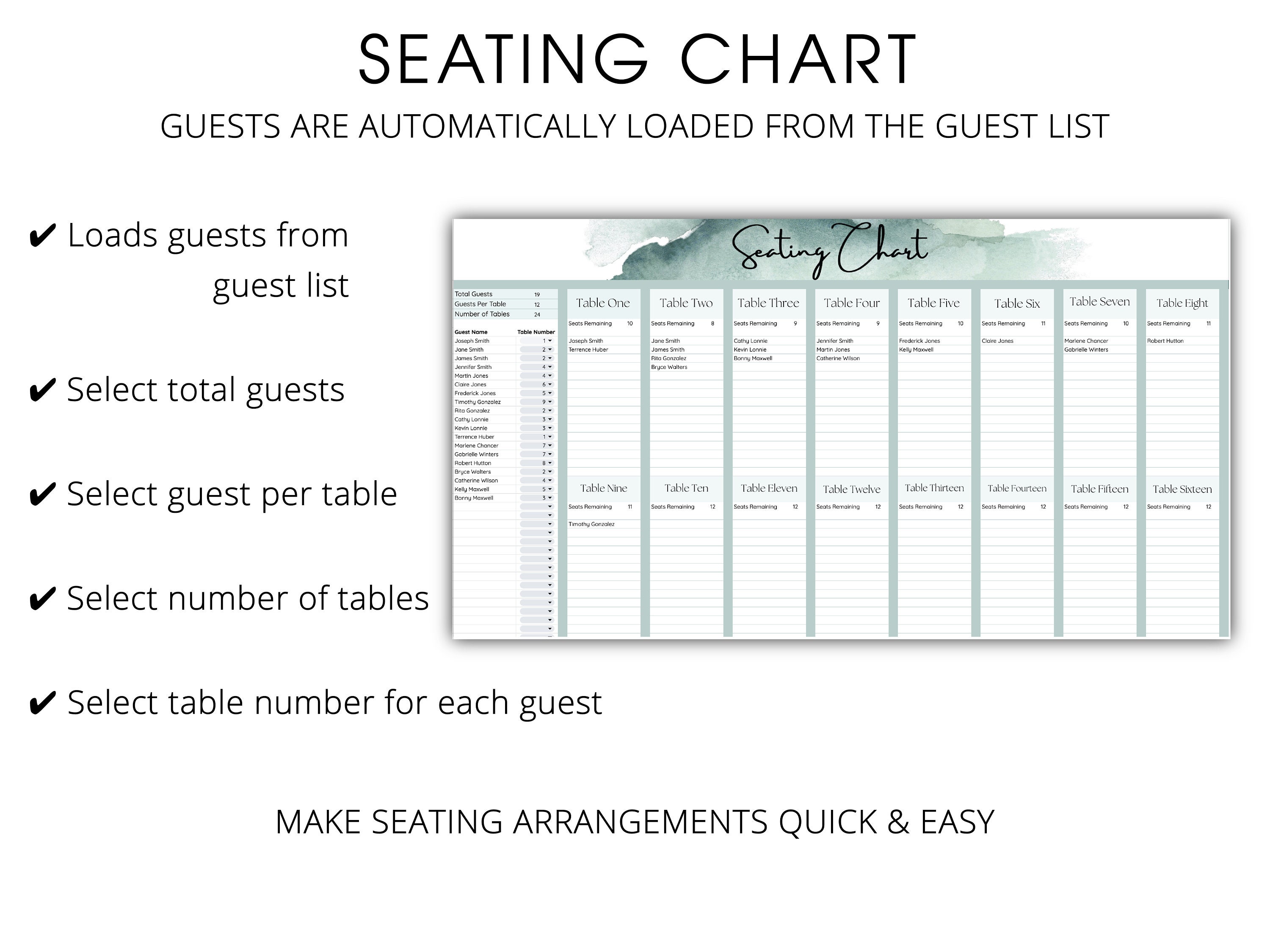 Wedding Planner Google Sheets Wedding Checklist Wedding Seating Chart ...