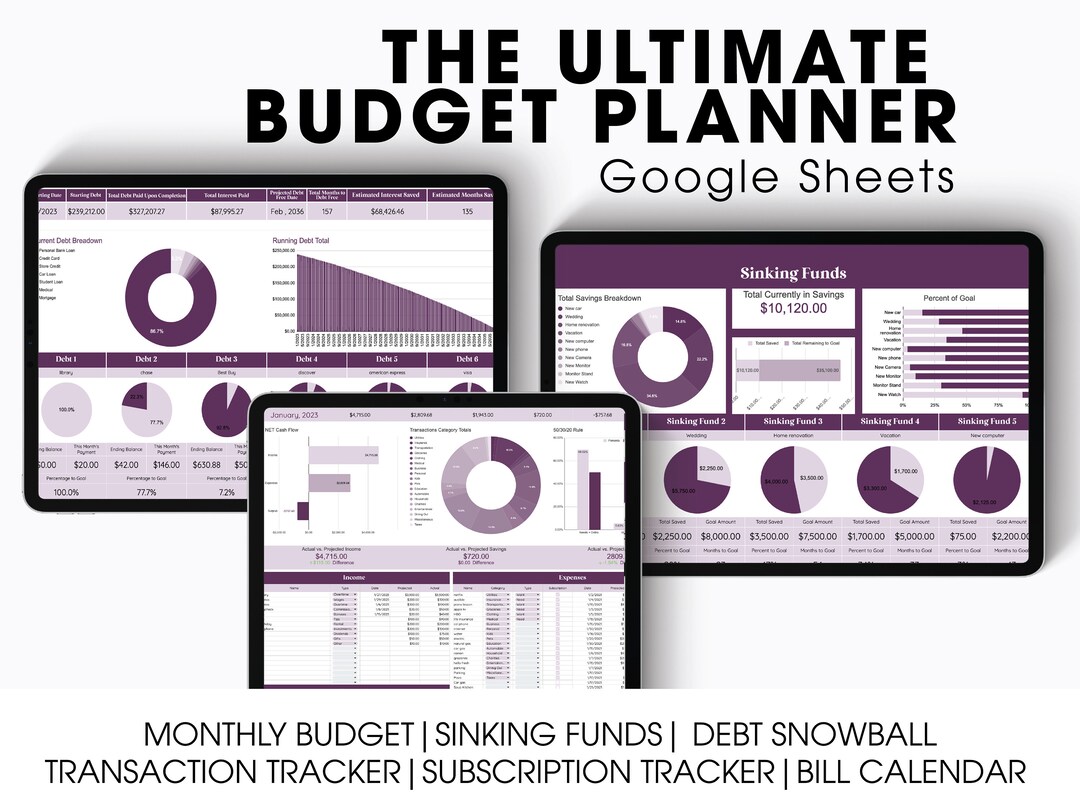 Budget Planner, Budget Spreadsheet, Expense Tracker, Debt Tracker ...