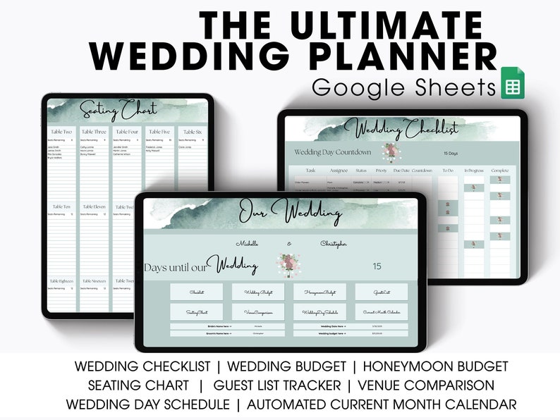 Wedding Planner Google Sheets Wedding Checklist Wedding Seating Chart Wedding Budget Wedding