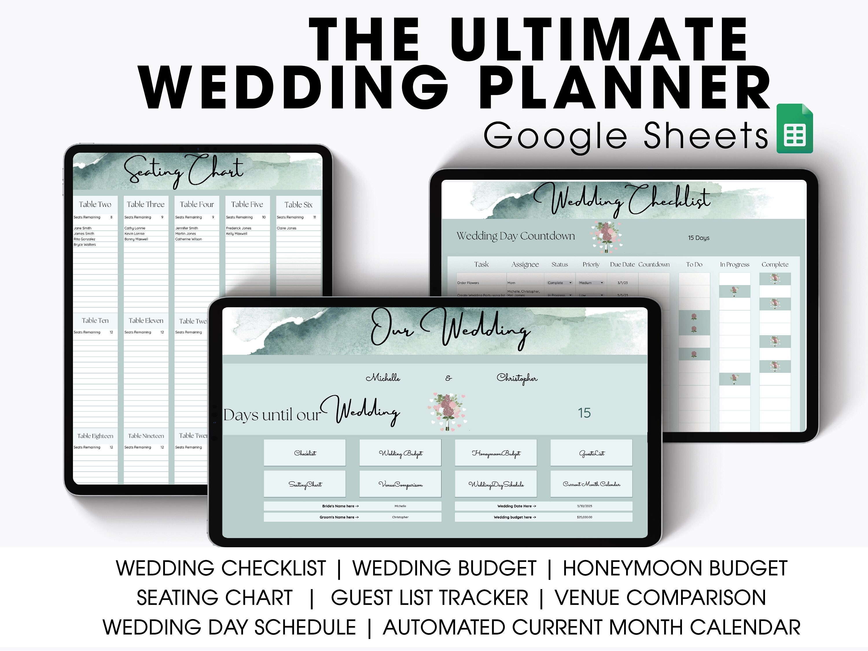 Wedding Planner Google Sheets Wedding Checklist Wedding Seating Chart ...