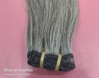 Buy Natural Grey Straight Hair Bundles 100% Human Hair Weave Extension For Women