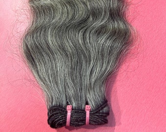 Raw Indian Hair Natural Wave texture Natural Grey Weft bundle weights 3.5 oz (100 grams)