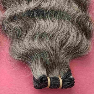 Natural Grey Body Wavy Indian Human Hair Extension Double Weft Bundles