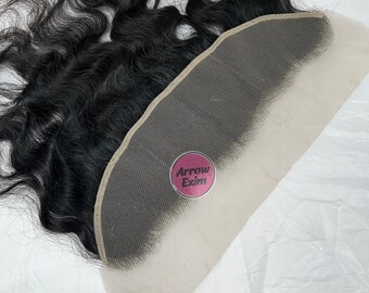 Curly Human Hair Lace Frontal from India – Swiss Lace Closure Wig, Natural Black Curly Hairpiece, HD Transparent Frontal