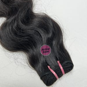 Raw Indian Body Wavy Weft Human Hair Bundles | 100% Virgin Temple Hair Extensions | Remy Double Weft Natural Black