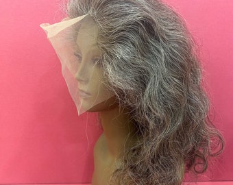 Natural Raw Swiss lace front Lace Grey Curly human hair Wigs