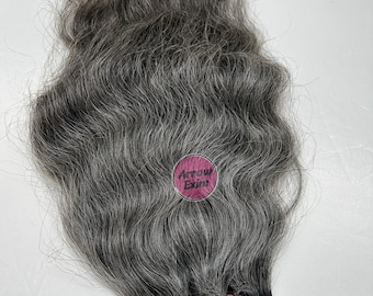 Natural Grey Curly Virgin Human Hair Extensions Pure Gray Hair Double Weft Bundles