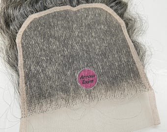 5x5 Curly Swiss Lace Closure | Salt & Pepper Virgin Remy Human Hair, Free Part