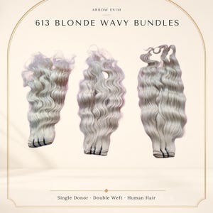 613 paquetes de cabello humano rubio ondulado – Donante único, trama doble, grado 10A