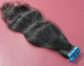 Natural Remy Wavy Tape-In Hair Extensions Made from Single Donor hair