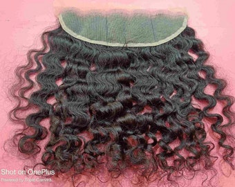 Natural Virgin Raw Swiss lace frontal Curly human hair from India