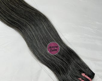 Natural Straight Grey Double Drawn Human Hair Bundles | 100% Raw Remy Full Volume Extensions | Thick Cuticle Aligned Virgin Grey Weave
