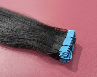 Invisible Tape in Natural Straight Virgin Hair Extensions for short hair