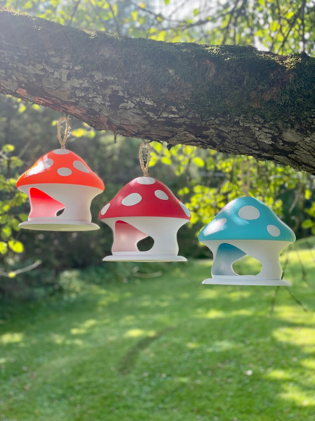 Colorful Mushroom Bird Feeder Etsy