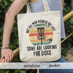 Funny Disc Golf Tote Bag, Not All Who Wander Are Lost Some Are Looking For Discs, Frisbee Disc Carrying Bag, Disc Golf Gift, Canvas Tote