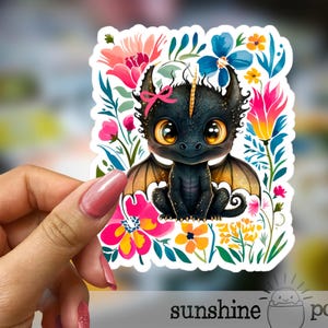 Cute Dragon Cottagecore Sticker, Whimsy Baby Dragon Bookish, Fantasy Reader Gift, Writing Motivation, Kindle Sticker, Dragon Lover Sticker