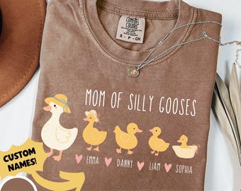 Mama Silly Goose Shirt, Comfort Colors Teacher, Mama Goose, Kids Names Shirt, Mom Gift, Baby Shower Gift, Mama Duck T-Shirt, Personalized