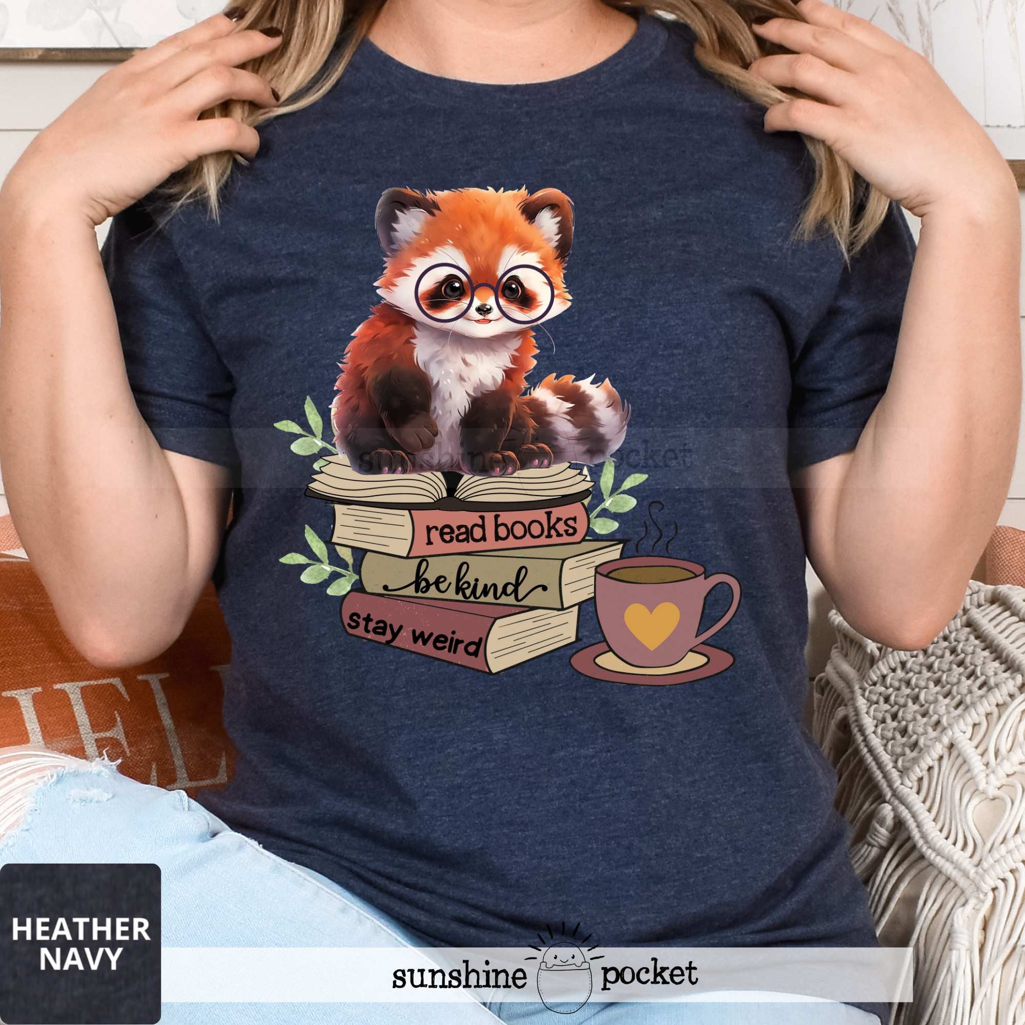 Red Panda Book Shirt, Cute Panda Reading Shirt, Reader Animal Tshirt ...