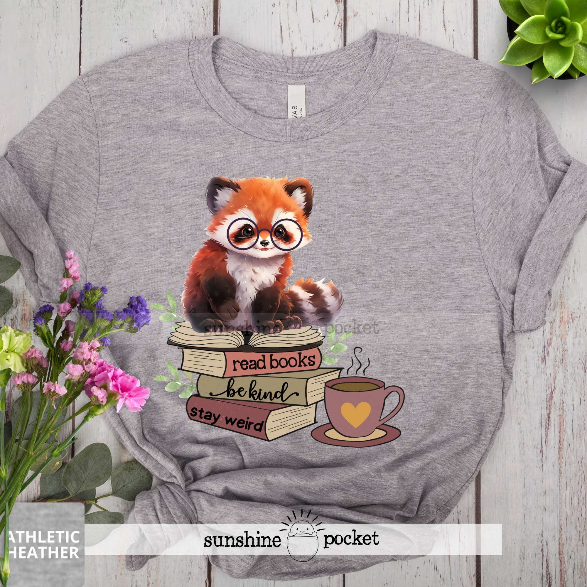 Red Panda Book Shirt, Cute Panda Reading Shirt, Reader Animal Tshirt ...