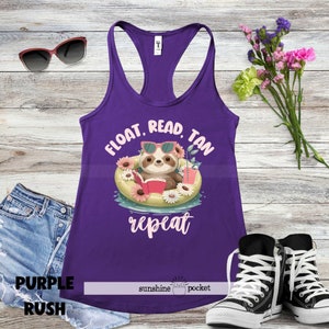 Poolside Reading Tank Top, Float Read Tan Repeat, Bookish Beach Tank, Reader Summertime Top, Lazy Summer Pool Reading Sunbathe Books