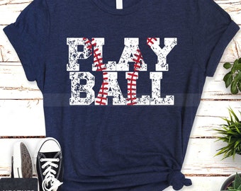 Baseball Play Ball Shirt, Grungy Baseball Shirt, Baseball Mom Tshirt, Distressed Baseball T-Shirt, Sports Mom, Baseball Player Fan