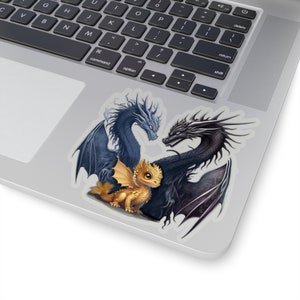 Three Dragons, Fourth Wing Sticker, Fantasy, Bookish Laptop Sticker, Booktok, Merch, The Empyrean Series, Tairn, Andarna, Golden Dragon