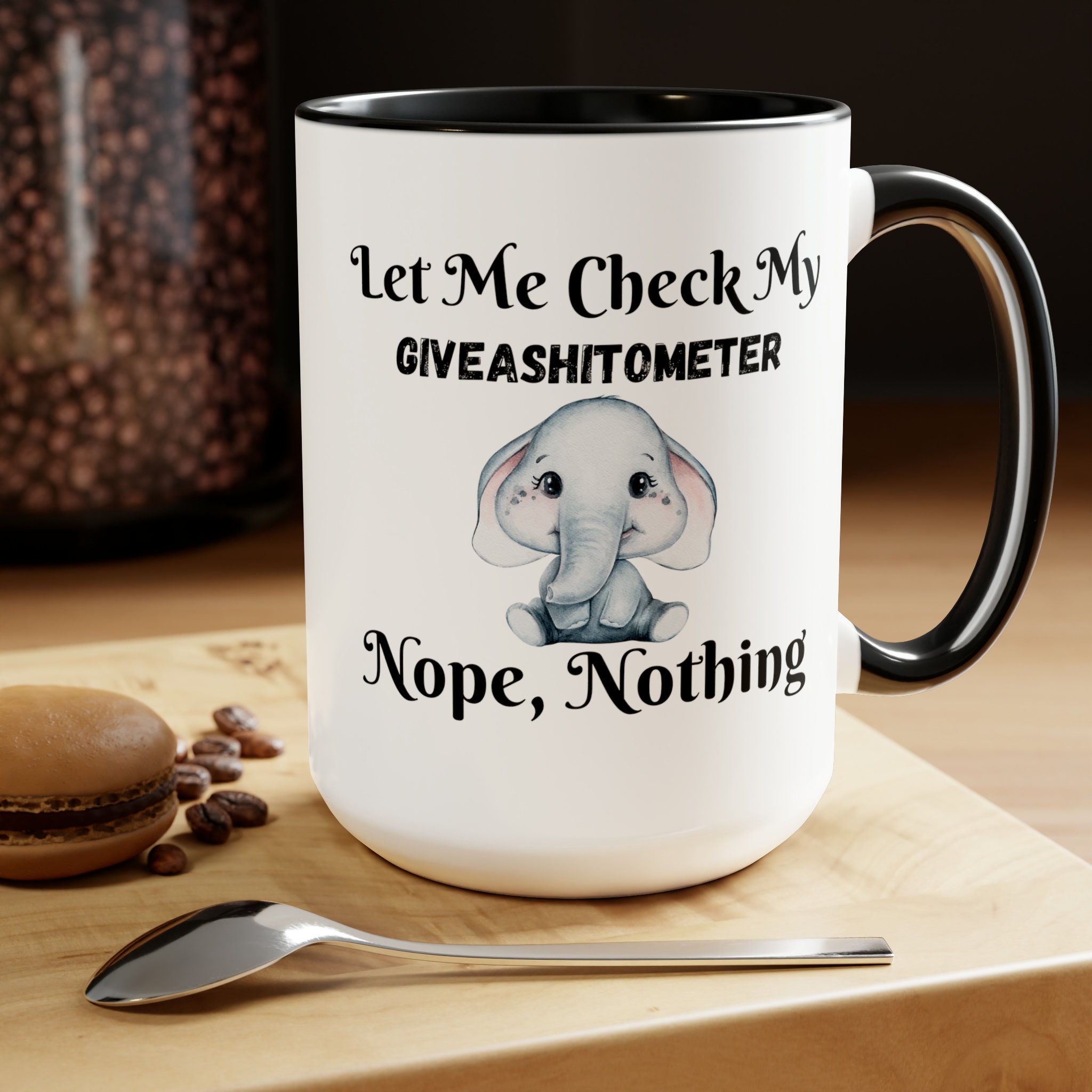 Giveashitometer Coffee Mug: Funny Novelty Gift, Two-Tone Ceramic Mug