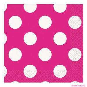 Pink and White Polka Dot Napkins- Party Napkins, Disposable Napkin, Dinner Napkins, Lunch Napkins, Pink Party Supplies, Pink Tableware- S020
