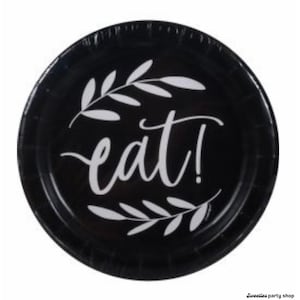 COUNTRY GINGHAM Paper Plates - Black and White Gingham, Party Plates, Cake Plate, Dessert Plates, 7” plates, worded plate S018
