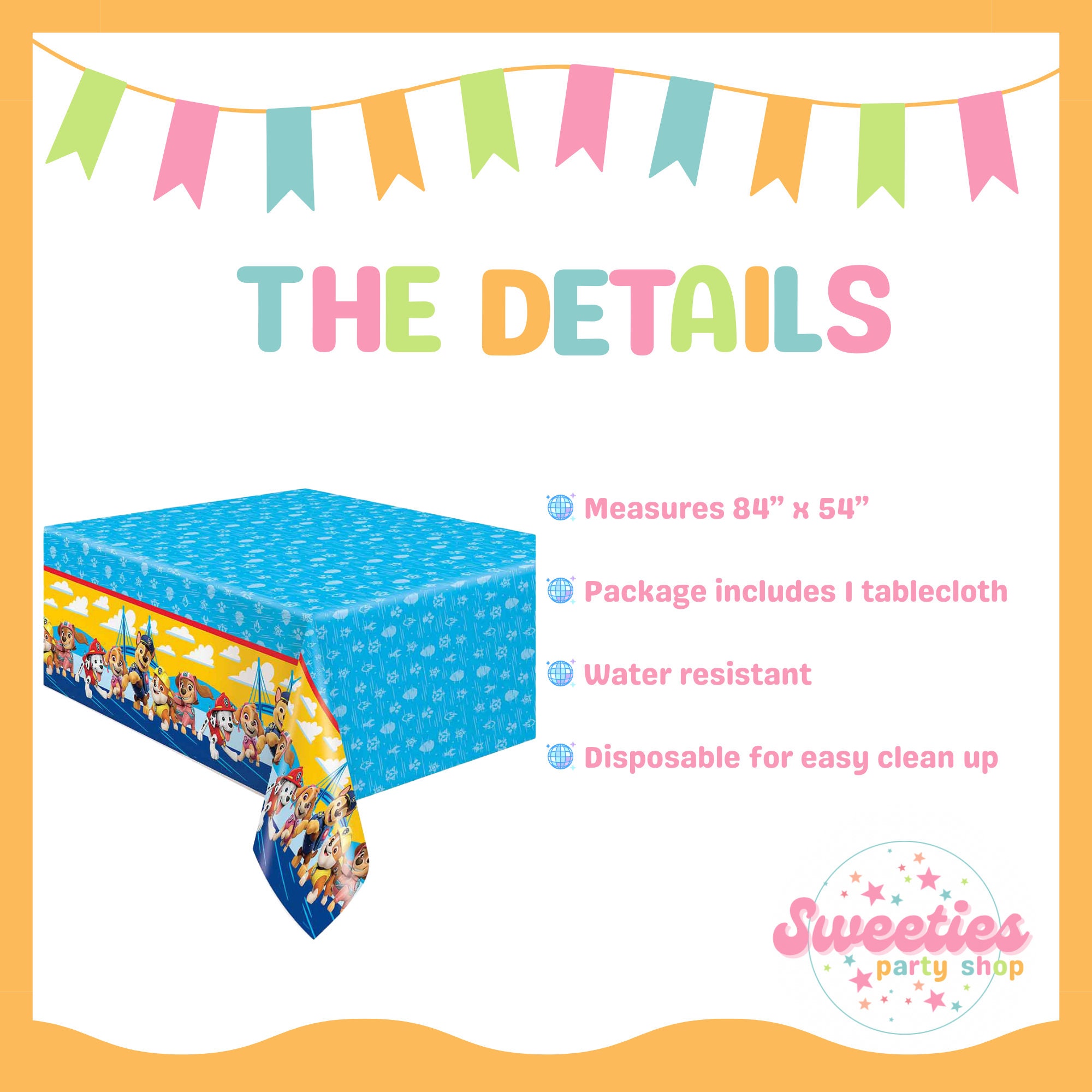 PAW PATROL Tablecloth for Kids Birthday Party Table Cover Plastic Table ...