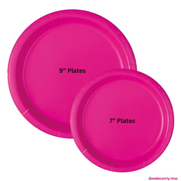 NEON PINK PLATES, Party Plates, Disposable Plates, Dinner Plates, Lunch Plates, Dessert Plates, Cake Plates, Pink Party Supplies - S020