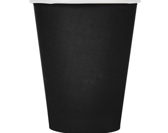 BLACK PAPER CUPS - Party Cups, Disposable Cups, Beverage Cups, Drink Cups, Party Cups Black, Black Party Supplies - S018